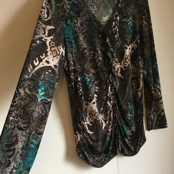 Vintage Canadian Conrad C Paisley Damask Ruffled Top - Picture 6 of 16